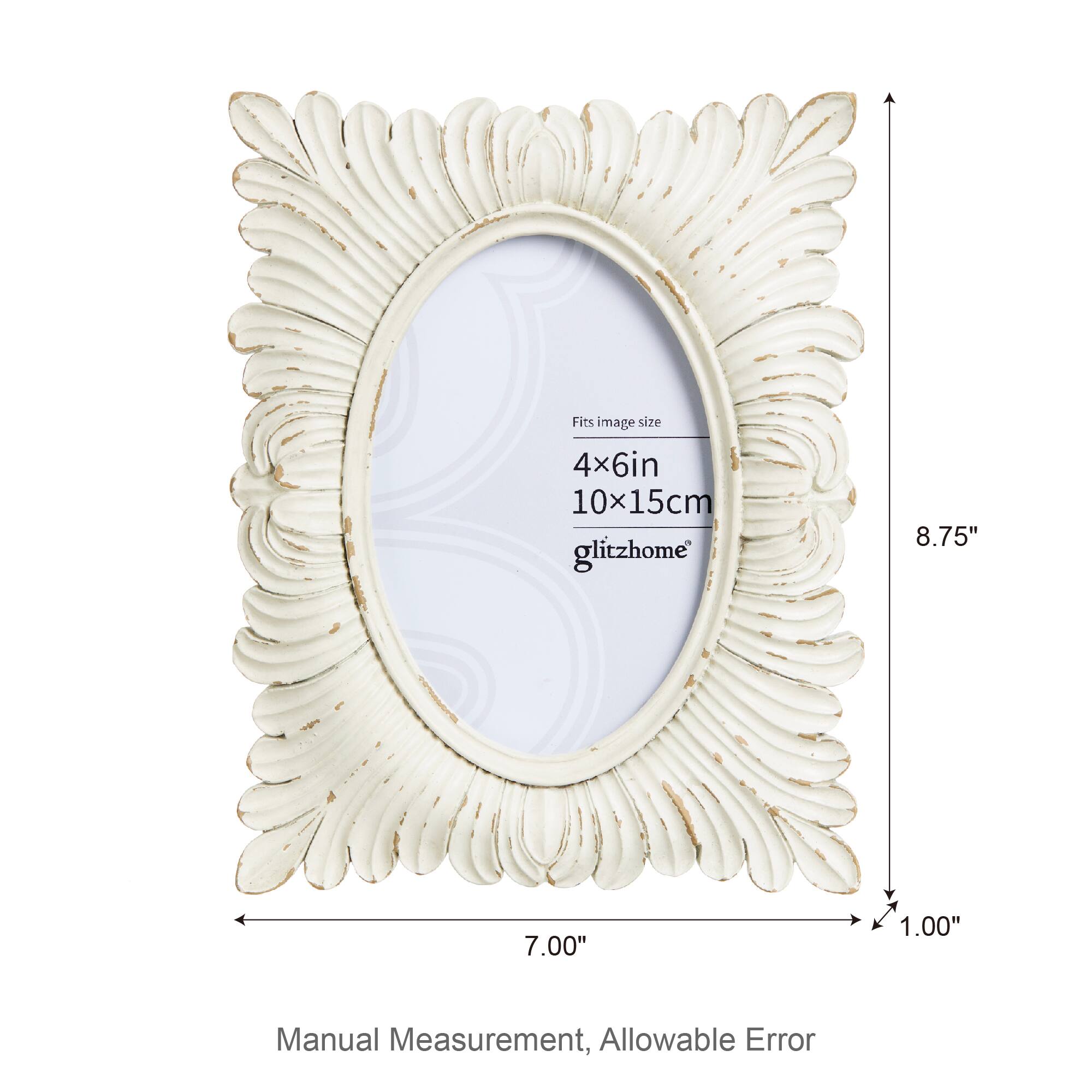 Glitzhome® 2 Pack 4" x 6" White Ornate Resin Tabletop Picture Frames